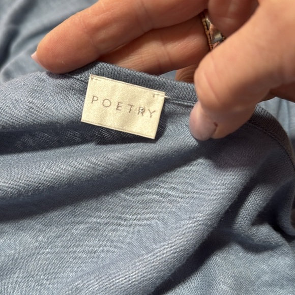 Poetry Linen Blend Scoop Waist Blue Gray Short Sleeve Shirt US10 - Picture 5 of 8